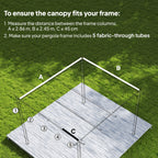 Outsunny Pergola Cover Roof, 2.86 x 2.45 m Retractable Sun Shade Top for 3 x 2m Pergola Frame, UV30+ Protected, Dark Grey