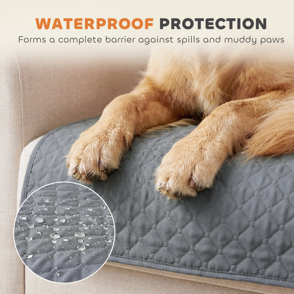 PawHut Waterproof Sofa Cover 2 Seater, Soft Couch Cover for Dogs Cats Pets, Non Slip Sofa Slipcoevr with Elastic Straps