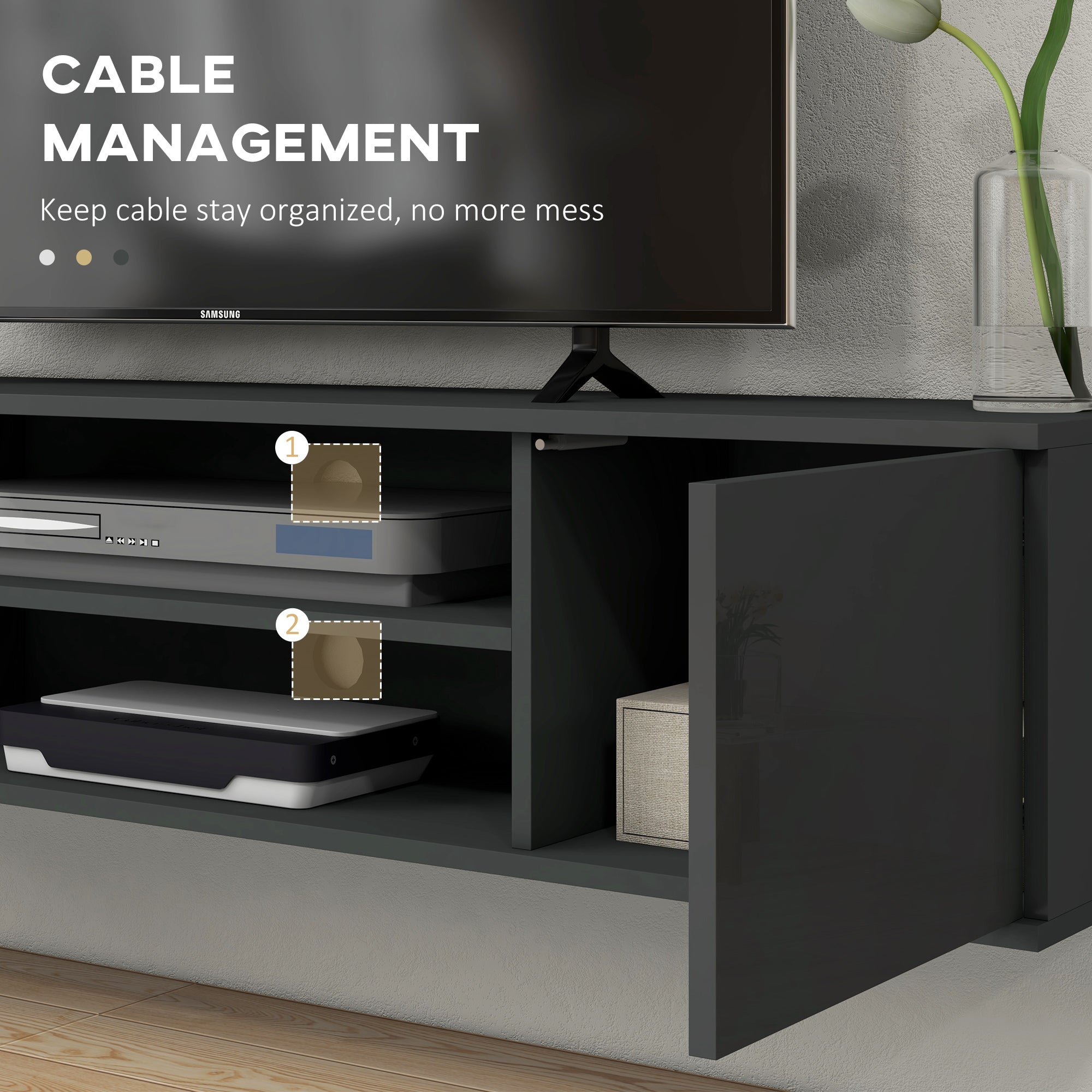 Floating TV Stand Cabinet for TVs up to 60", Wall Mounted TV Unit, Grey