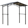 Outsunny 8ft x 5ft Outdoor BBQ Protective Gazebo Tent Aluminium Steel Frame w/ 2 Shelves Hardtop Roof Canopy Ground Stakes Safe Cooking