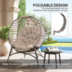 Outsunny Egg Chair with Cushion & Side Pocket - Light Grey