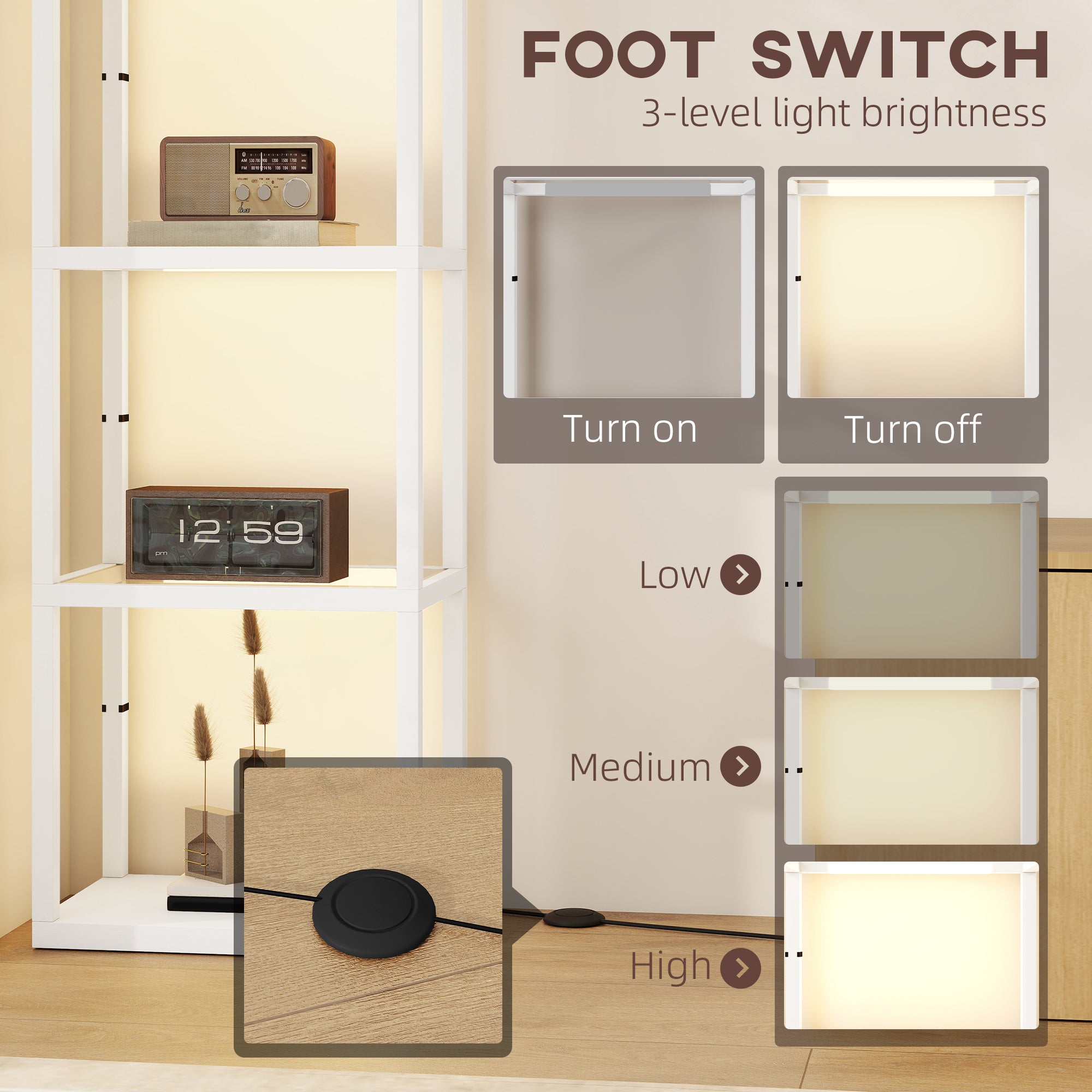 Four-Shelf Floor Lamp - White