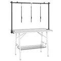 PawHut Dog Grooming Arm Adjustable H-Shape Dog Grooming Table Arm with Clamp and 3 Nooses Black