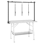 PawHut Dog Grooming Arm Adjustable H-Shape Dog Grooming Table Arm with Clamp and 3 Nooses Black