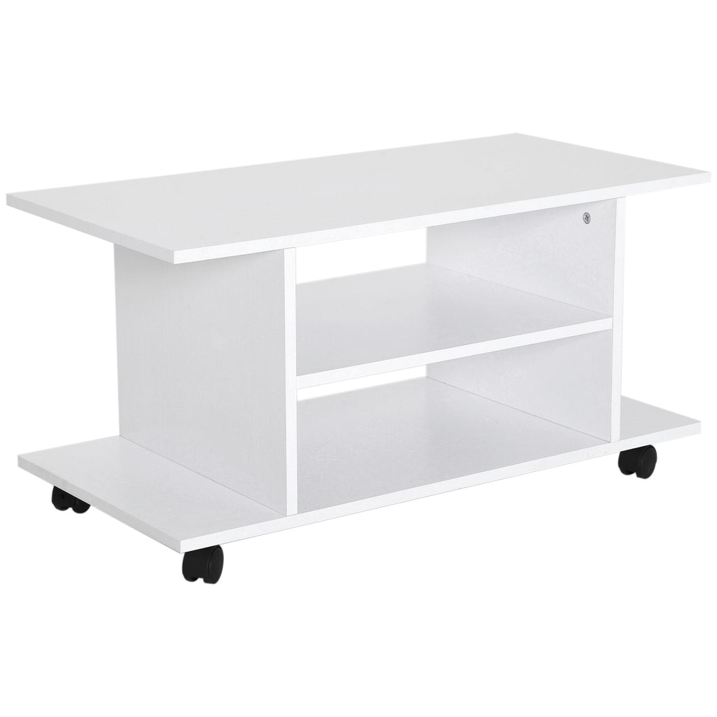 Modern TV Cabinet Stand Storage Shelves Table Mobile Bedroom Furniture Bookshelf Bookcase White