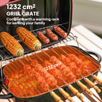 Outsunny Charcoal Barbecue Grill Folding Portable BBQ Grill for Camping with 1232 cm² Cooking Area, Adjustable Vent, Thermometer, Handles for Picnic, 59 x 37 x 36 cm, Red