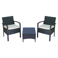 Outsunny 2 Seater Rattan Bistro Set, Steel-Black