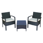 Outsunny 2 Seater Rattan Bistro Set, Steel-Black