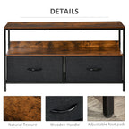 TV Stand Cabinet with 2 Foldable Drawers - Rustic Brown