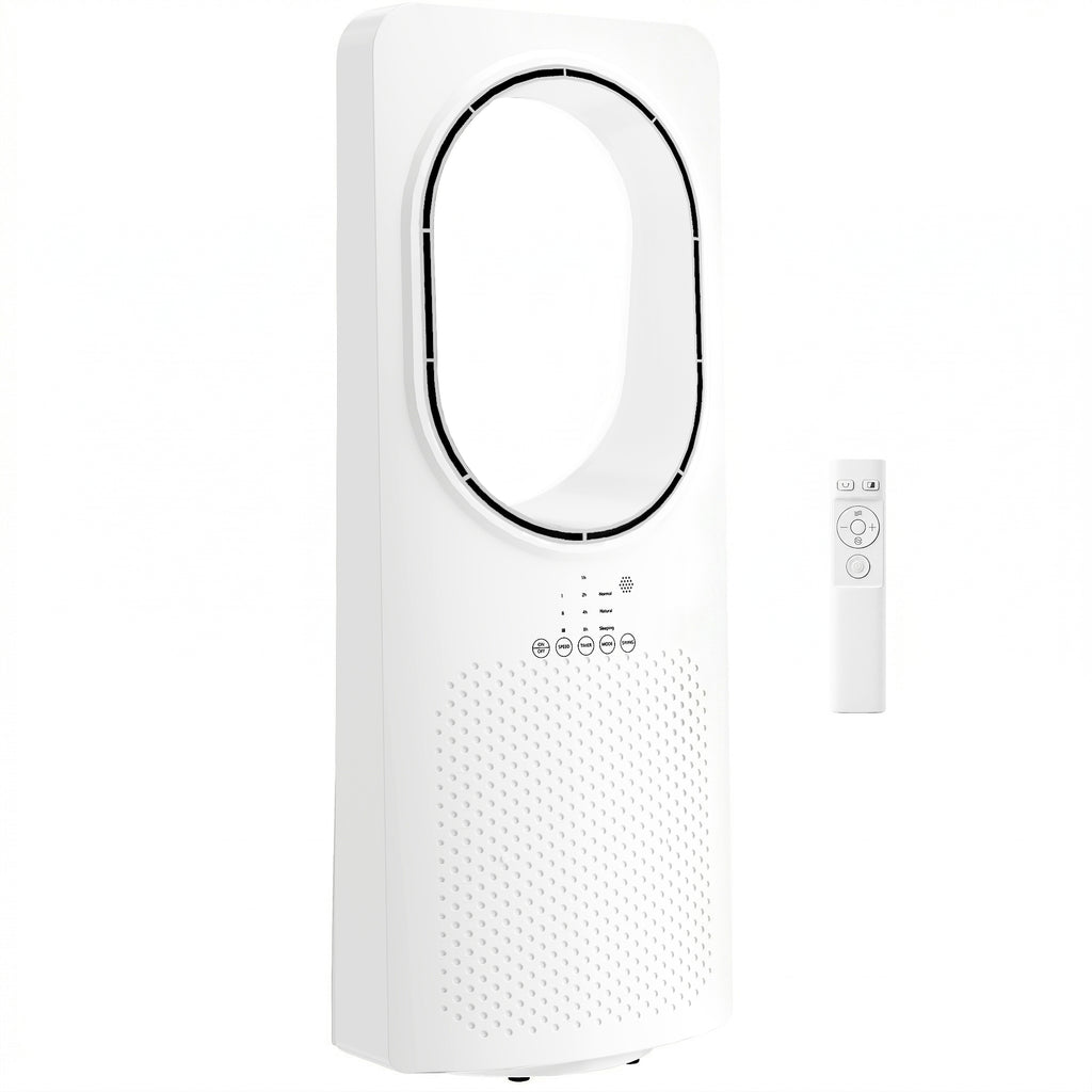 Bladeless Tower Fan for Bedroom, 36dB Standing Cooling Fan with Oscillating, 3 Speeds, 3 Modes, 15H Timer, White