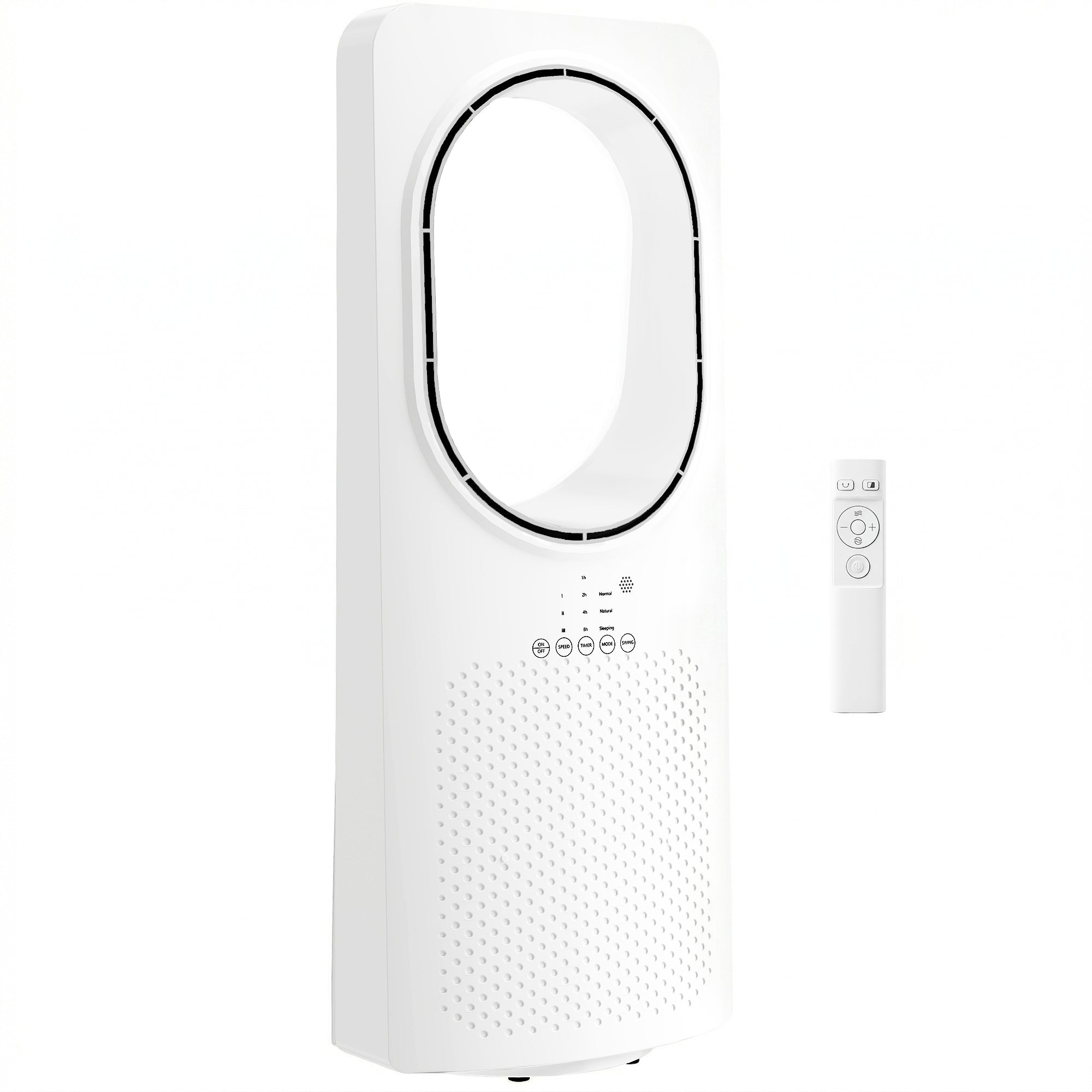 Bladeless Tower Fan for Bedroom, 36dB Standing Cooling Fan with Oscillating, 3 Speeds, 3 Modes, 15H Timer, White