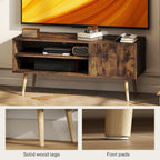 TV Stand up to 55 Inches, TV Unit with Open Shelves and Cable Holes - Brown