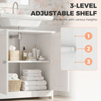 kleankin Under Sink Bathroom Cabinet, Freestanding Under Sink Cabinet with 2 Doors and Adjustable Shelf for Basin without or with Pedestal, White