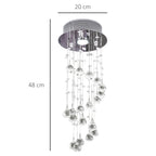 Metal Crystal Ceiling Light Chandelier Elegant Pendant Lamp Living Room Stairway Spiral Rain Drop Pendant Lamp Silver