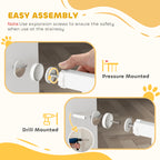 PawHut Metal 74-87cm Adjustable Pet Gate Safety Barrier w/ Auto-Close Door White