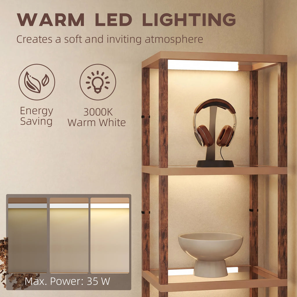 Four-Shelf Floor Lamp - Rustic Brown