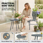 Outsunny 3 Piece Rattan Bistro Set, Outdoor Garden Furniture Set with 2 Chairs, Round Coffee Table for Patio, Balcony, Dark Grey