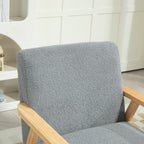 HOMCOM Modern Armchair, Sherpa Fleece Upholstered Accent Chair with Solid Wood Legs and Wide Seat, Padding Lounge Chair for Living Room Bedroom Office, Grey