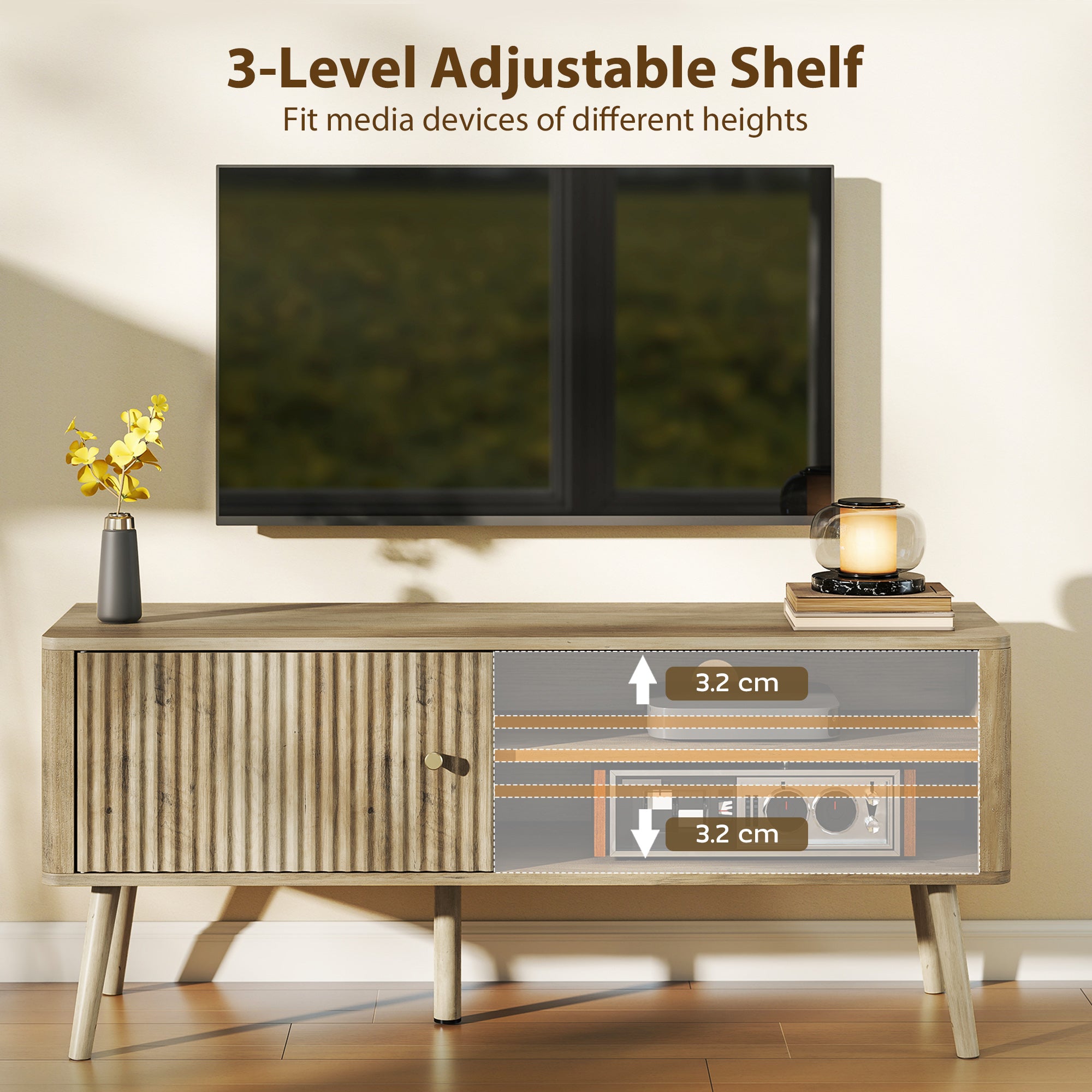 TV Stand Cabinet for TVs up to 55" - Oak