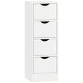 HOMCOM 4-Drawer Bathroom Cabinet, Freestanding Narrow Storage Cabinet with Groove Handles for Small Spaces, White