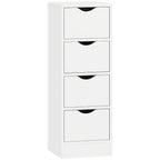 HOMCOM 4-Drawer Bathroom Cabinet, Freestanding Narrow Storage Cabinet with Groove Handles for Small Spaces, White