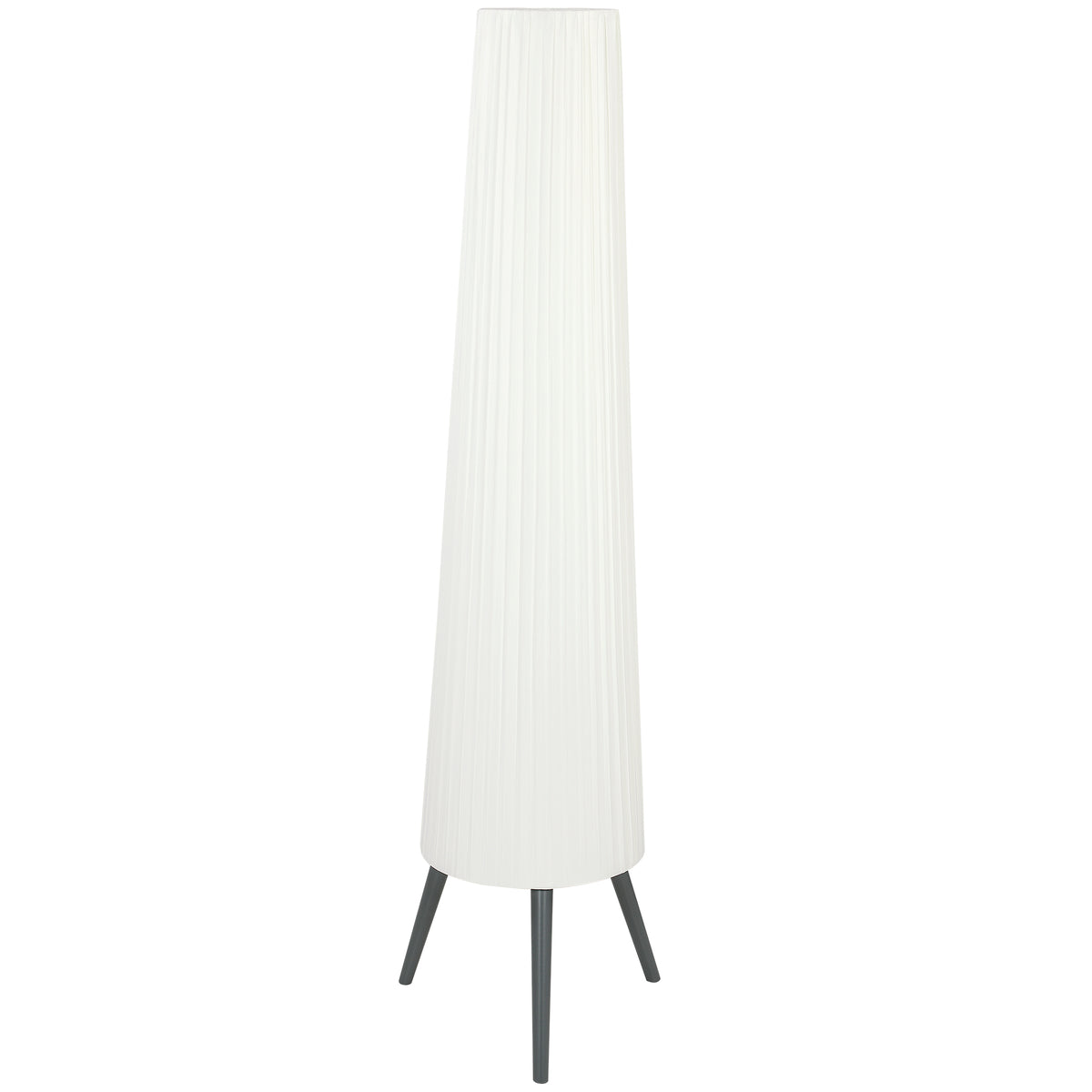 Dimmable Tripod Floor Lamp with Foot Switch, Nordic Standing Lamp with Fabric Shade, 153cm, White and Grey