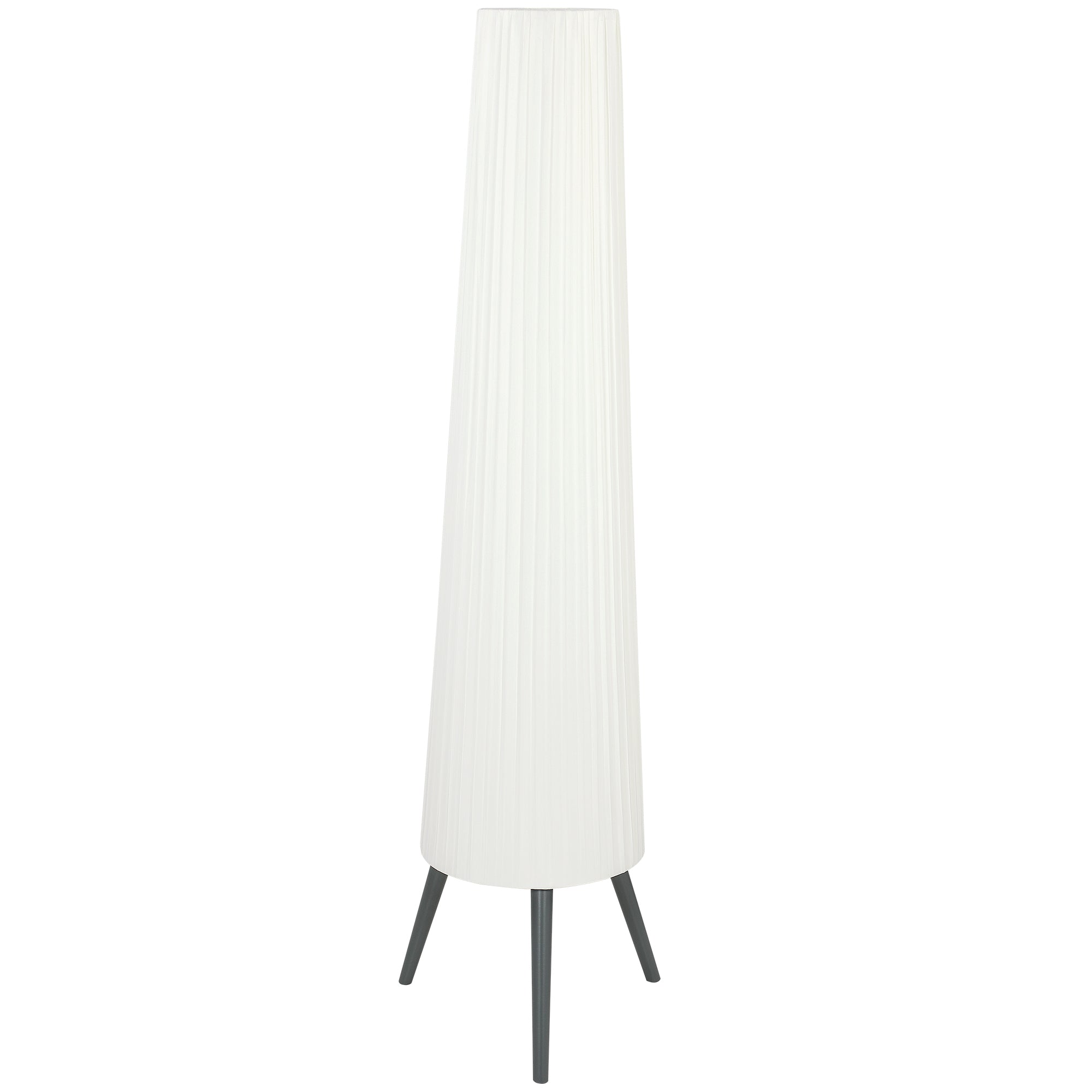 Dimmable Tripod Floor Lamp with Foot Switch, Nordic Standing Lamp with Fabric Shade, 153cm, White and Grey