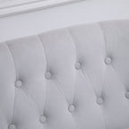 HOMCOM Velvet 2 Seater Sofa, Button Tufted Wingback Loveseat with Rubber Wood Legs for Living Room, Bedroom, Grey
