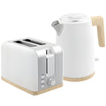 Stainless Steel Kettle and Toaster Set, 1.7L 3000W Fast Boil Kettle & 2 Slice Toaster Kitchen Set with 7 Level Browning Controls, Defrost, Reheat, Auto Off, Boil-dry Protection, White
