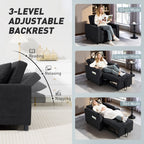 HOMCOM 3-in-1 Single Sofa Bed, Convertible Sleeper Chair Bed - Black