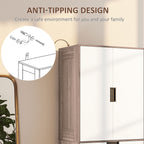 Modern Clothes Storage Cupboard Unit, 3 Drawer 2 Door Wardrobe with Hanging Rod, White/Brown