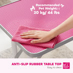 PawHut 32" Foldable Dog Grooming Table Pet Drying Beauty Table Adjustable Fixed Arm Rubber Top, Pink