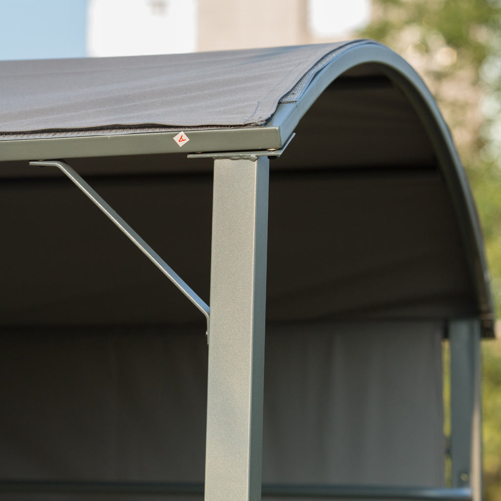 Outsunny 2.2 x 1.4m BBQ Shelter, Outdoor Grill Gazebo Canopy with Shelves, Hanging Hooks, and Metal Frame, for Garden Patio Backyard