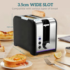 Simple Polished Toaster and Kettle Set - Black