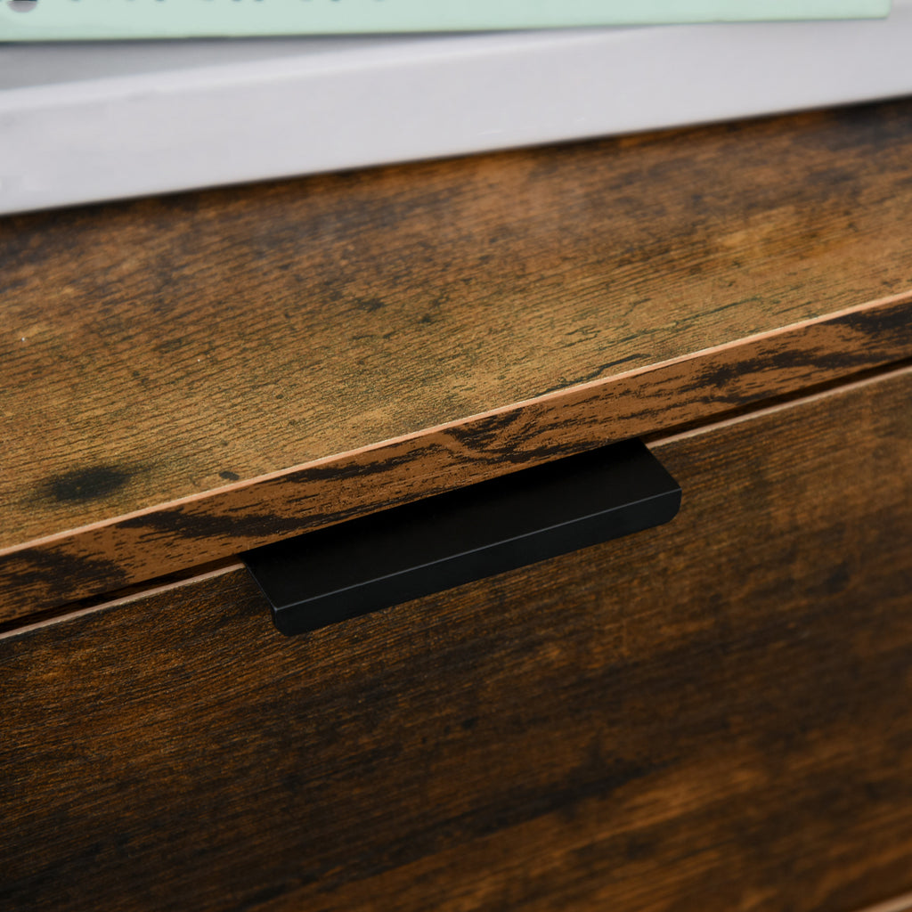 HOMCOM Bedroom Chest of Drawers, Industrial 3-Drawer Dresser, Storage Drawers Unit with Metal Frame for Living Room, Rustic Brown