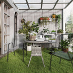 Outsunny 70 cm Wood-Effect Rattan Garden Table - Grey