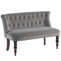 HOMCOM Velvet 2 Seater Sofa, Button Tufted Wingback Loveseat with Rubber Wood Legs for Living Room, Bedroom, Charcoal Grey