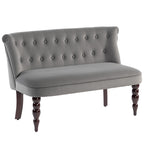 HOMCOM Velvet 2 Seater Sofa, Button Tufted Wingback Loveseat with Rubber Wood Legs for Living Room, Bedroom, Charcoal Grey