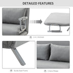 HOMCOM Two-Seater Click-Clack Sofa Bed with Pillows - Light Grey