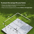 Outsunny Retractable Pergola Cover, 2.55 x 2.5 m Replacement Canopy Fabric for 3 x 3 m Frame, Roof Top Only, Beige