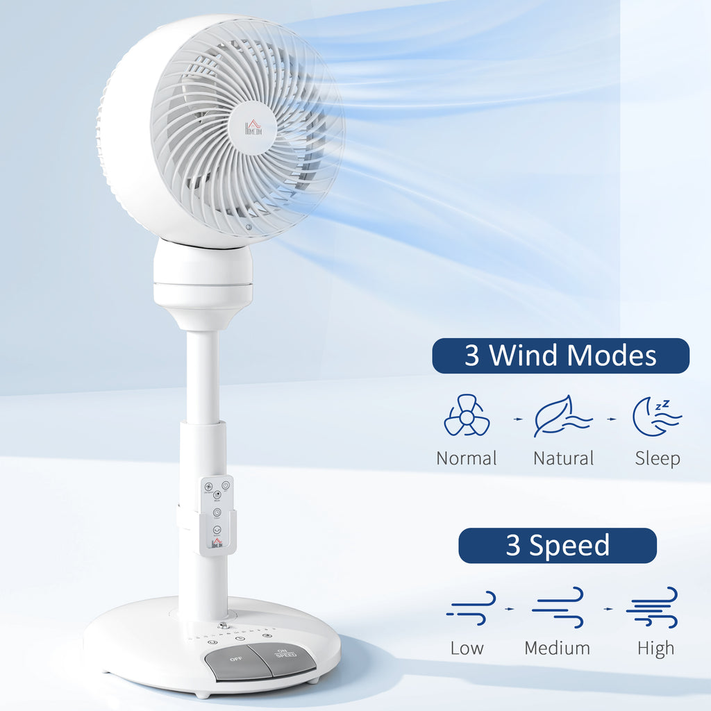 Standing Fan for Bedroom, 28" Pedestal Fan with Remote, 70° Oscillating, 90° Vertical Tilt, 3 Speeds, Adjustable Height, 7H Timer, Foot Button, White