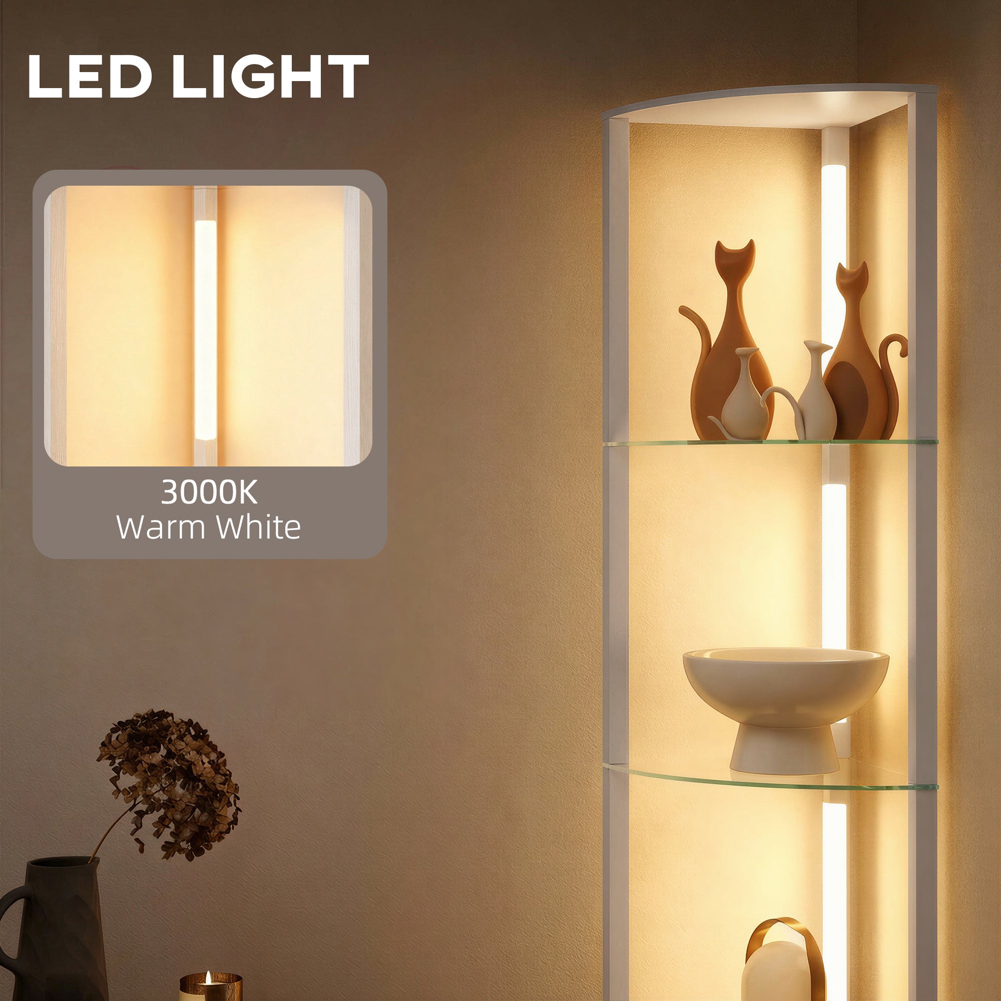 LED Floor Lamp with Shelves, Dimmable Standing Lamp with Foot Switch for Living Room, Bedroom, Grey