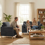 HOMCOM 2 Seater Sofa, 140 cm Loveseat Sofa with Spring Cushions, Metal Legs, 2 Pillows, Dark Grey