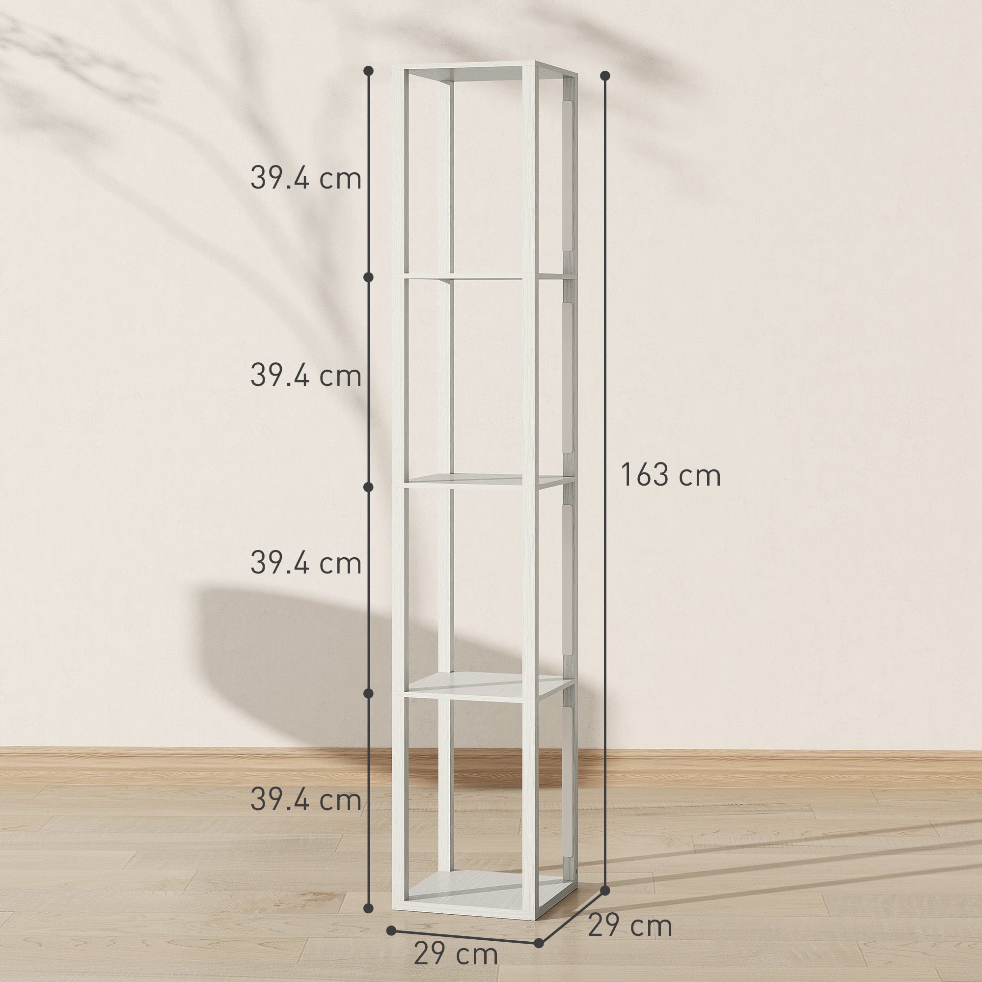 Floor Lamp with Shelves and 3 Brightness Levels - Oak