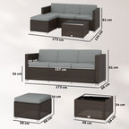 Outsunny 3 Pieces Garden Furniture Set w/ Cushions, PE Rattan Wicker Conversation Corner Sofa Set, Light Grey