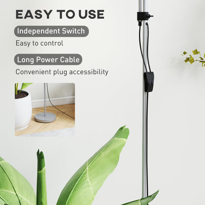 LED Floor Lamp for Living Room, 180cm Tall Standing Lamp, Mother and Child Uplighter with Adjustable Gooseneck, 3000K/4500K/6500K Colour Temperatures, Silver Tone