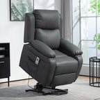 HOMCOM Riser and Recliner Chair with Vibration Massage, PU Leather Power Lift Chair for Elderly, Dark Grey