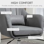 HOMCOM Swivel Accent Chair, Linen Fabric Tub Vanity Chair, Modern Armchair with Adjustable Height and Lumbar Support for Living Room Bedroom Salon Make up Room Dressing Table, Dark Grey