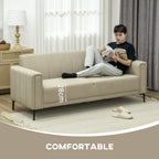 HOMCOM 3 Seater Sofa, Modern Fabric Sofa Couch, Channel Tufted Upholstered Sofa Settee for Living Room, Guest Room, Bedroom, Home Office, Khaki
