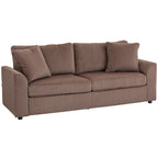 HOMCOM Modern 3 Seater Sofa with Spring Cushion, 212 cm Fabric Jumbo Cord Sofa Couch with 2 Scatter Cushions, Upholstered Corduroy Settee for Living Room, Bedroom, Home Office, Coffee